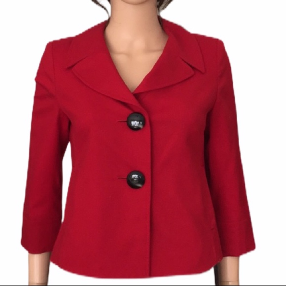 Vintage Talbots Red Lightweight Italian Wool Blazer Smart Casual Jacket
